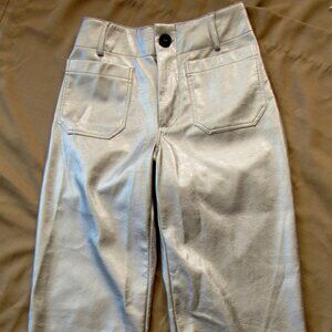 Maeve By Anthropologie Pants Womens,sz. 25P Wide Leg,Faux Leather,Silver